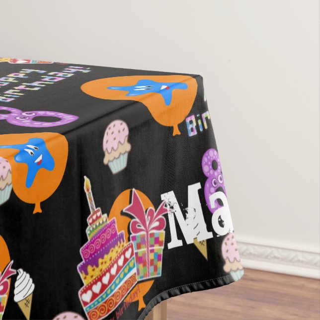 Nappe Tissu de table, Joyeux 8e anniversaire, #8 noir (In Situ)