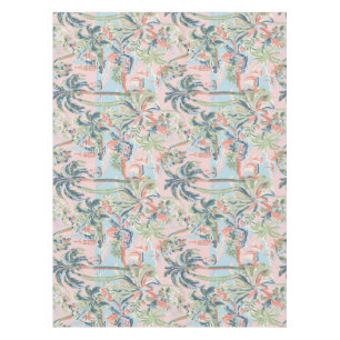 Nappe Toile Tropicale Blush, Scènes de Palmiers