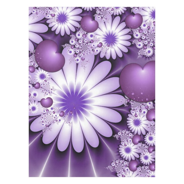 Nappe Tomber dans l'amour Fleurs Abstraites et Coeurs Fr (Devant)