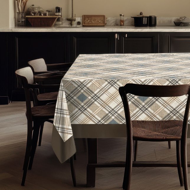 Nappe tonique naturelle aux accents géométriques (Natural Toned Tablecloth with Geometric Accents)