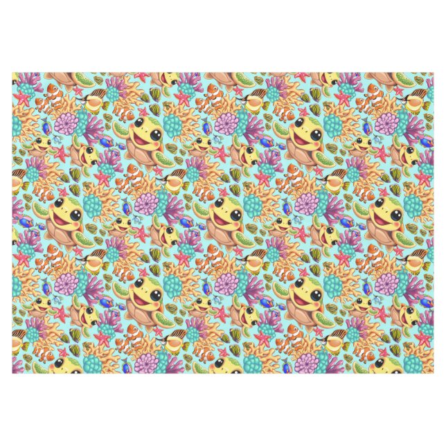 Nappe Tortue de mer Bébé heureux et mignonne personnage (Devant (Horizontal))