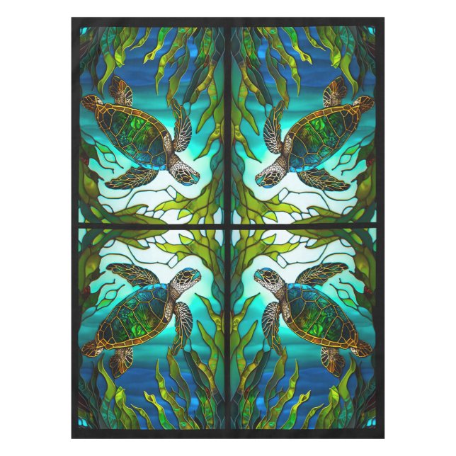 Nappe Tortue de mer côtière tropicale Turquoise Verre te (Devant)