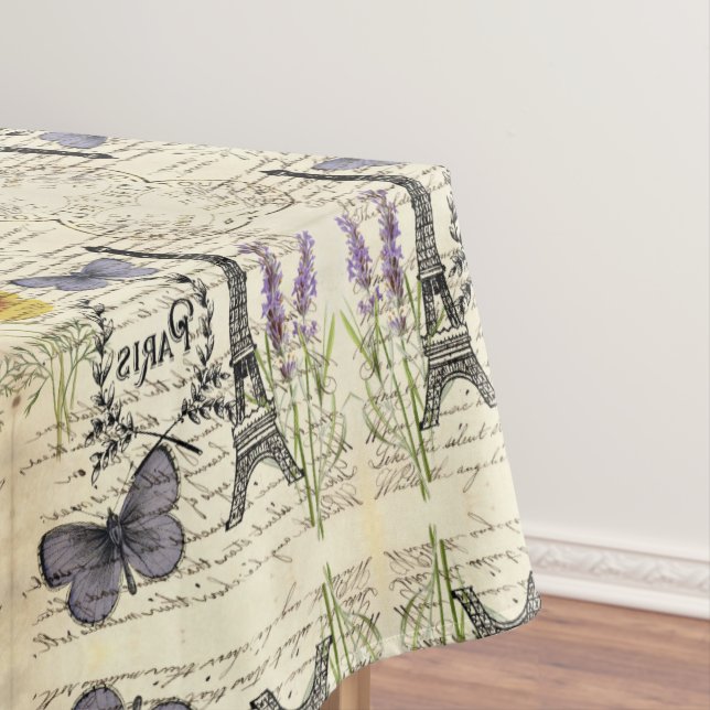 Nappe tour eiffel de paris, papillon rustique vintage (In Situ)