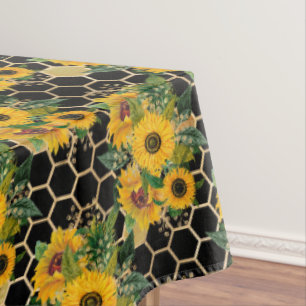 Nappe Tournesol Abeille Rucher Nid d'Abeille Doré 