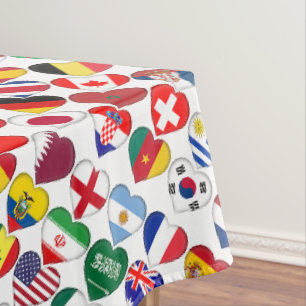 Nappe Tournoi du Qatar 2022 32 Coeurs Pays Drapeaux