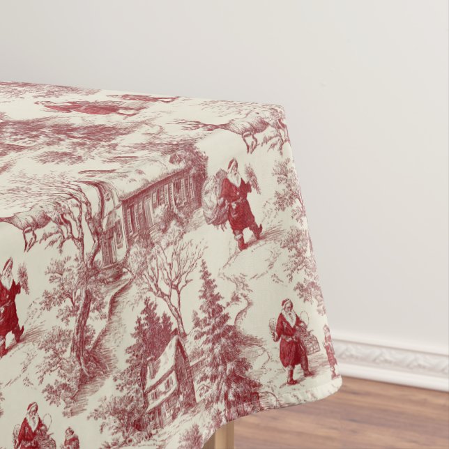 Nappe Traditional Santa Claus Red on Cream Toile De Jouy (In Situ)