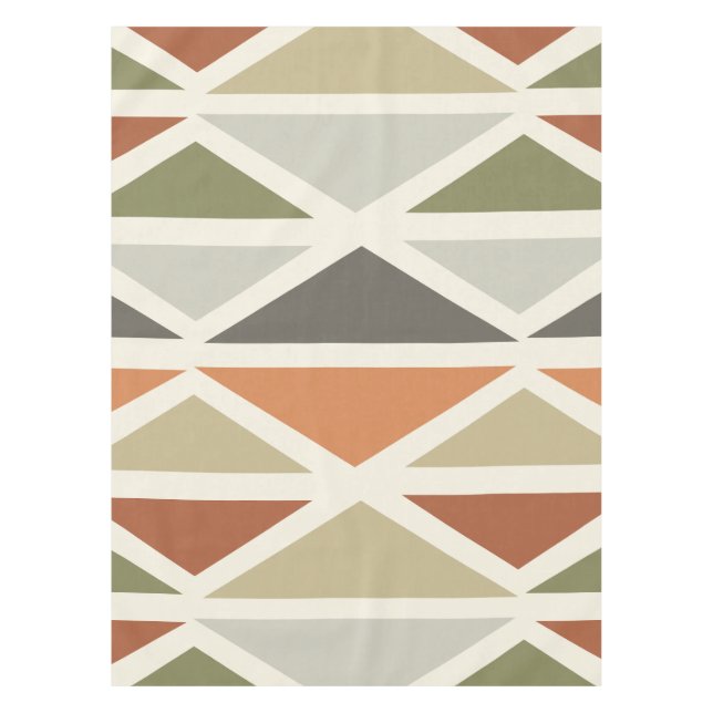 Nappe Triangles d'art géométrique rétro Vert Orange (Devant)