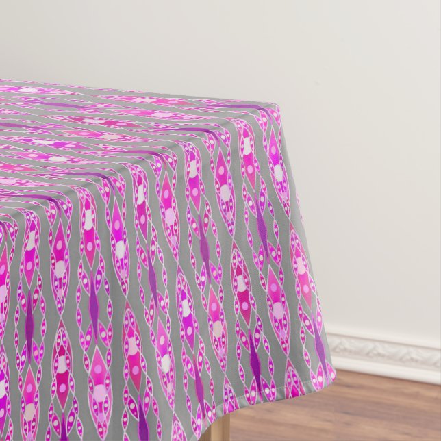 Nappe Tribal Batik - Fuchsia rose, violet et gris (In Situ)