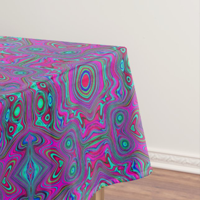 Nappe Trippy Retro Magenta, bleu et vert Abstrait (In Situ)