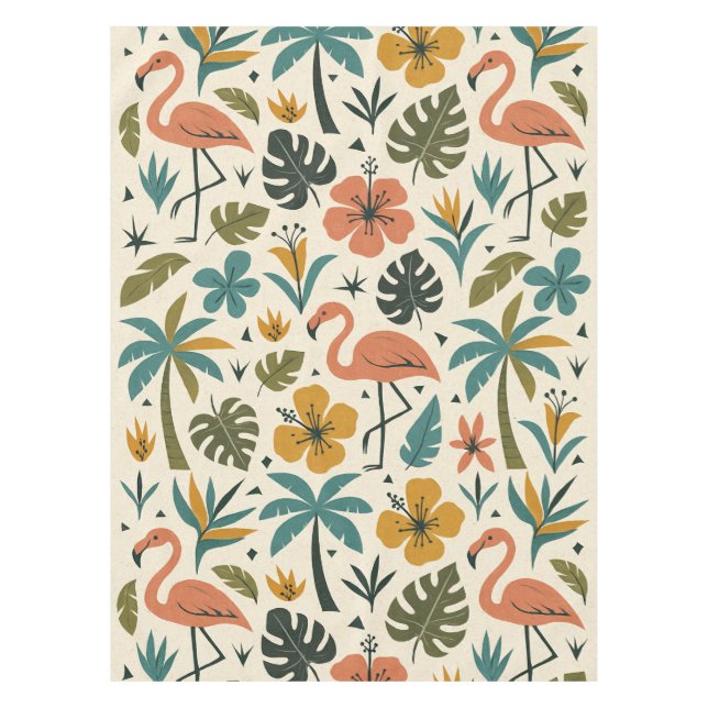 Nappe Tropical Flamingo and Palm Tree Pattern (Devant)