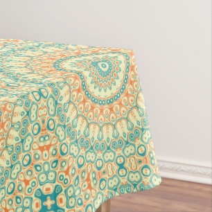 Nappe Tropical Jaune Orange Turquoise Design Mandala