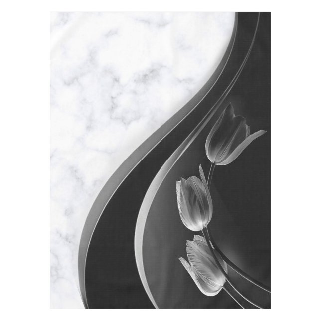 Nappe Tulipes Abstraites Marbres blancs (Devant)