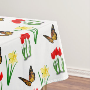 Nappe Tulipes de printemps Jonquilles et Papillons  Flor