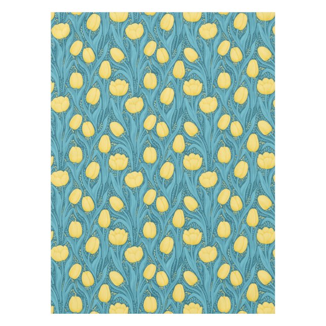 Nappe Tulipes en bleu et jaune (Devant)