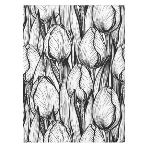 Nappe Tulipes en noir et blanc