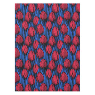 Nappe Tulipes en rouge et bleu