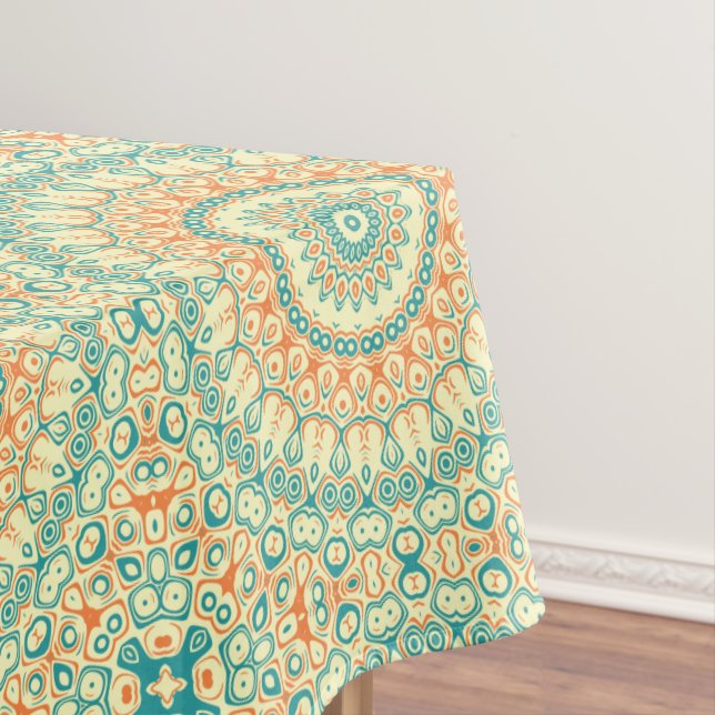 Nappe Turquoise tropical et Motif Mandala orange (In Situ)