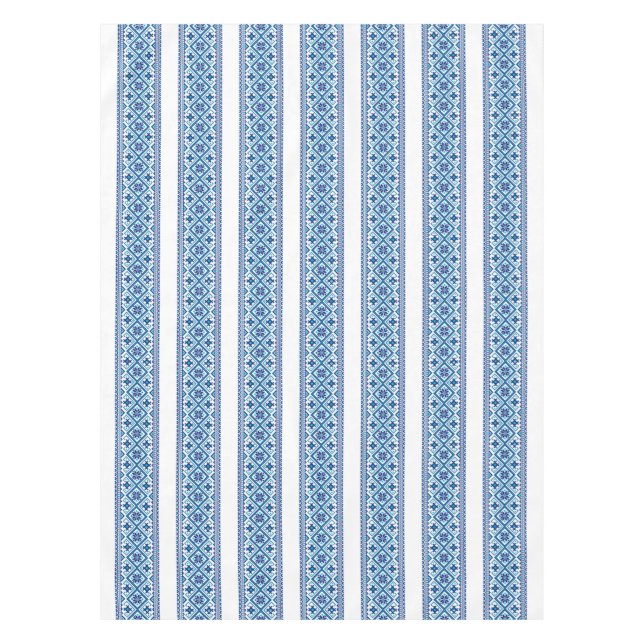 Nappe Ukrainian traditional vushuvanka folk pattern blue (Devant)