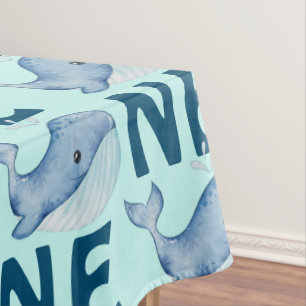 Nappe Un premier Motif d'aquarelle de baleine d'annivers