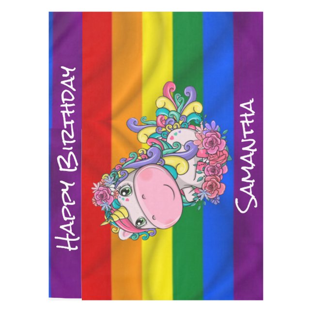 Nappe Unicorn Anniversaire Rainbow Tablecloth (Devant)