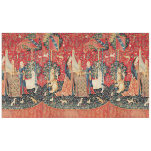 Nappe UNICORN ET DAME JOUER ORGE, ANIMAUX Rouge Vert T