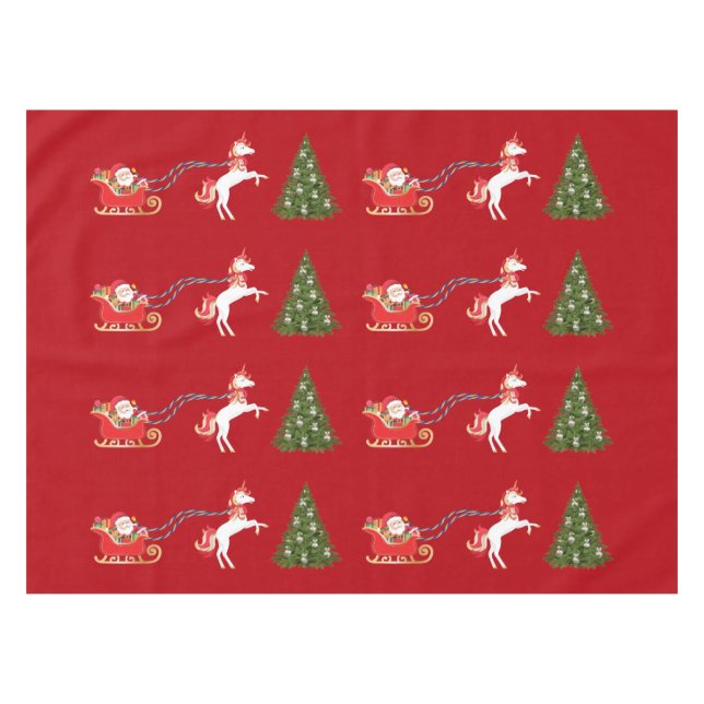 Nappe Unicorn Pulling Père Noël Sleigh Cadeaux de Noël (Devant (Horizontal))