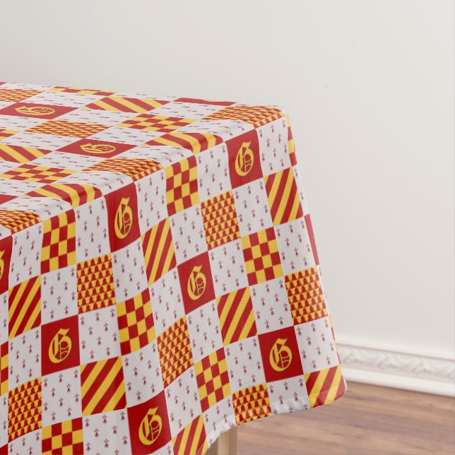 Nappe Vair rouge médiéval jaune Ermine Motif héraldique (In Situ)