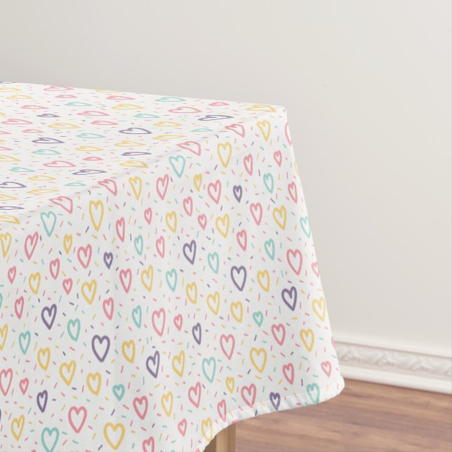 Nappe Valentine's Day Tablecloth Colorful Hearts  (In Situ)