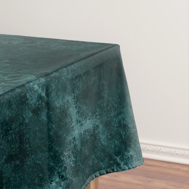 Nappe Velvety Turquoise Damask | Grunge vert foncé Baroq (In Situ)