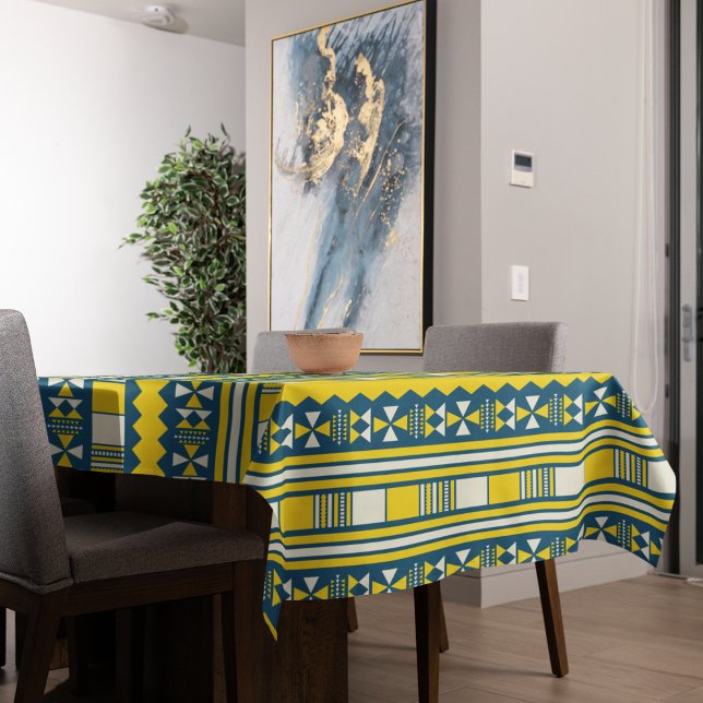 Nappe Vert bleu traditionnel Motif tribal (Table cloth)