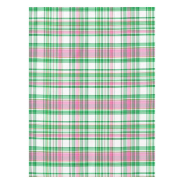 Nappe Vert émeraude, Rose Chaud, Madras blanc Preppy Pla (Devant)
