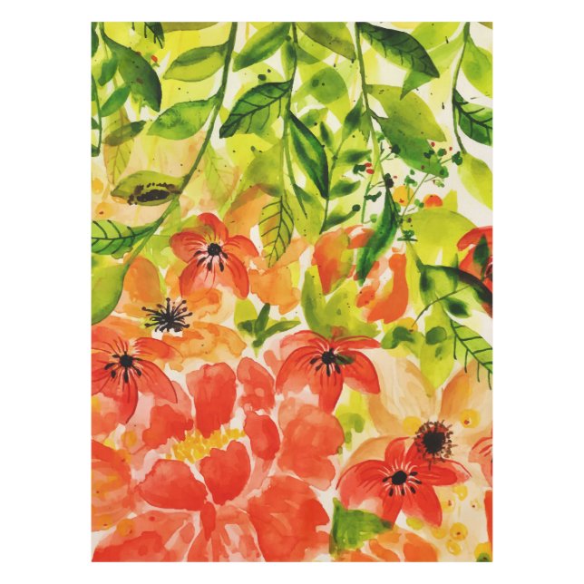 Nappe Vert Fleurs de corail en fleurs sauvages Aquarelle (Devant)