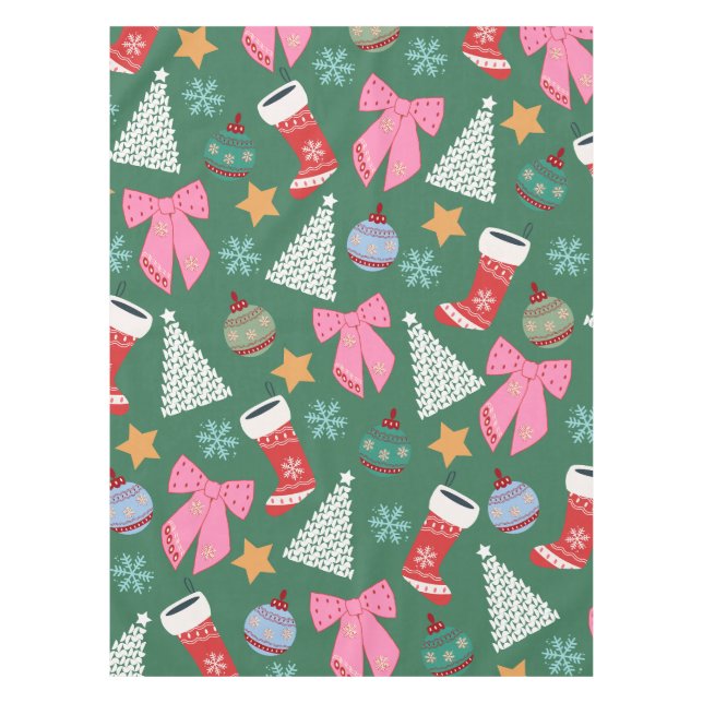 Nappe Vert Noël mignon (Devant)