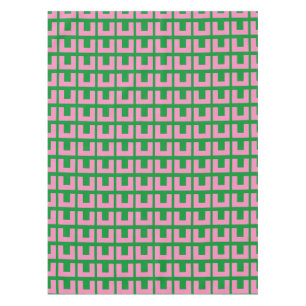Nappe Vert rose rétro Géométrique Mi-Siècle moderne