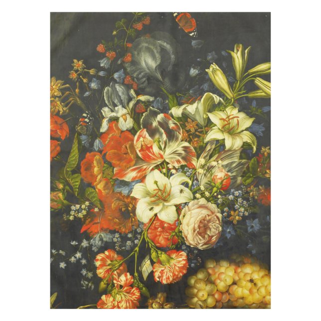 Nappe Vie morte avec fleurs et fruits (Devant)