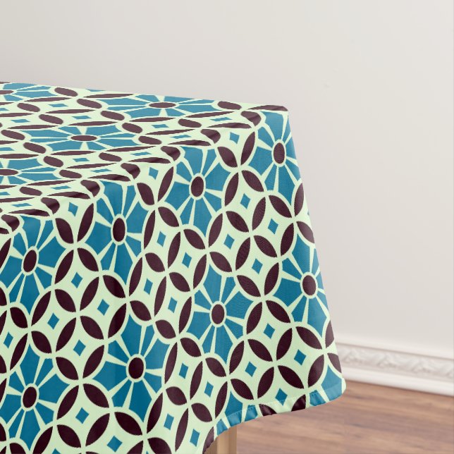 Nappe Vintage Bleu Brown Barcelona Star Carreaux Géométr (In Situ)
