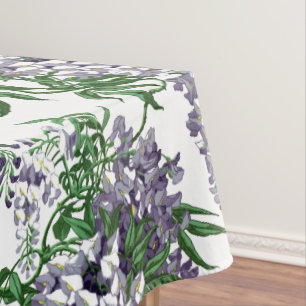 Nappe Vintage Bleu et Lavande Wisteria Motif Floral