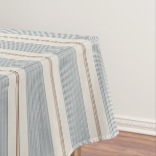 Nappe Vintage bleu et marron français - Fermette neutre