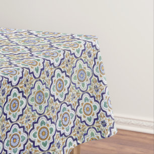 Nappe Vintage Botanique Carreaux ornementaux Motif