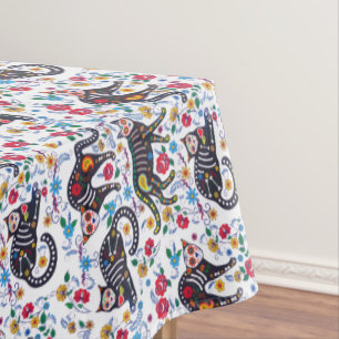 Nappe Vintage Chats blancs noirs Halloween gothique Flor