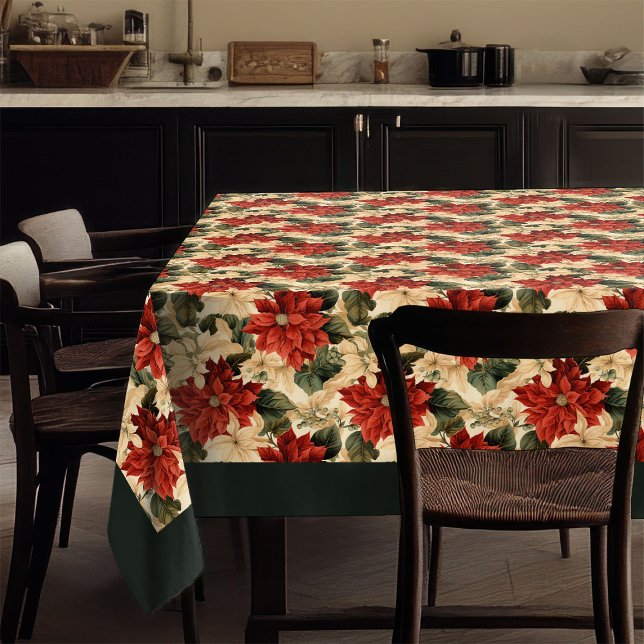 Nappe Vintage Christmas Tablecloth Poinsettia Pattern (Vintage Christmas Tablecloth Poinsettia Pattern)