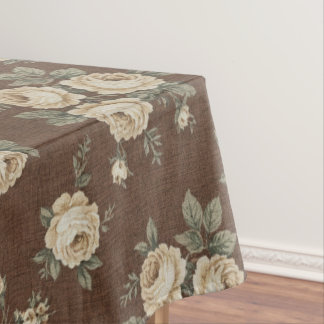 Nappe Vintage Cream Roses on Mocha Brown Pattern