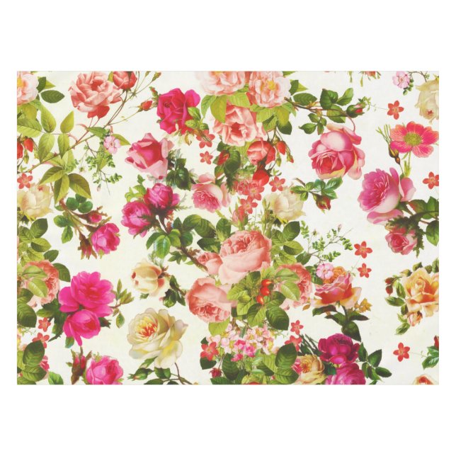 Nappe Vintage Été Rose Peonies Fleurs (Devant (Horizontal))