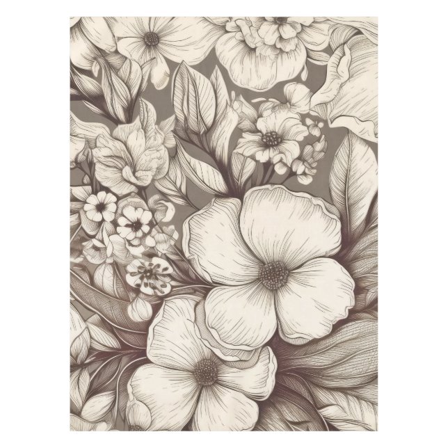 Nappe Vintage Floral Sepia Motif (10) (Devant)