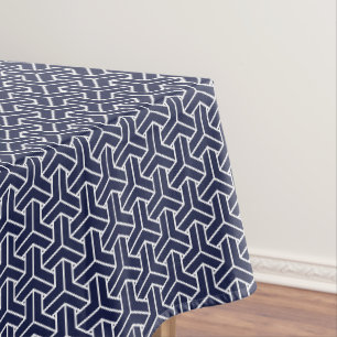 Nappe Vintage Marine Bleu Blanc Japon Motif Bishamon