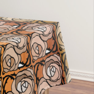 Nappe Vintage noir et or Rose motif floral