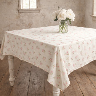 Nappe Vintage Pink Floral Cotton Tablecloth 