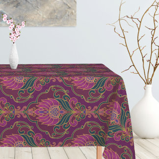 Nappe Vintage Purple, Teal and Gold Floral Pattern