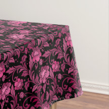 Vintage rose Feuille Damas sur noir