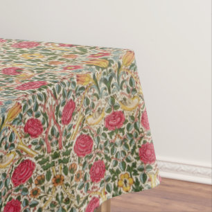 Nappe Vintage William Morris Oiseau rose jaune Floral